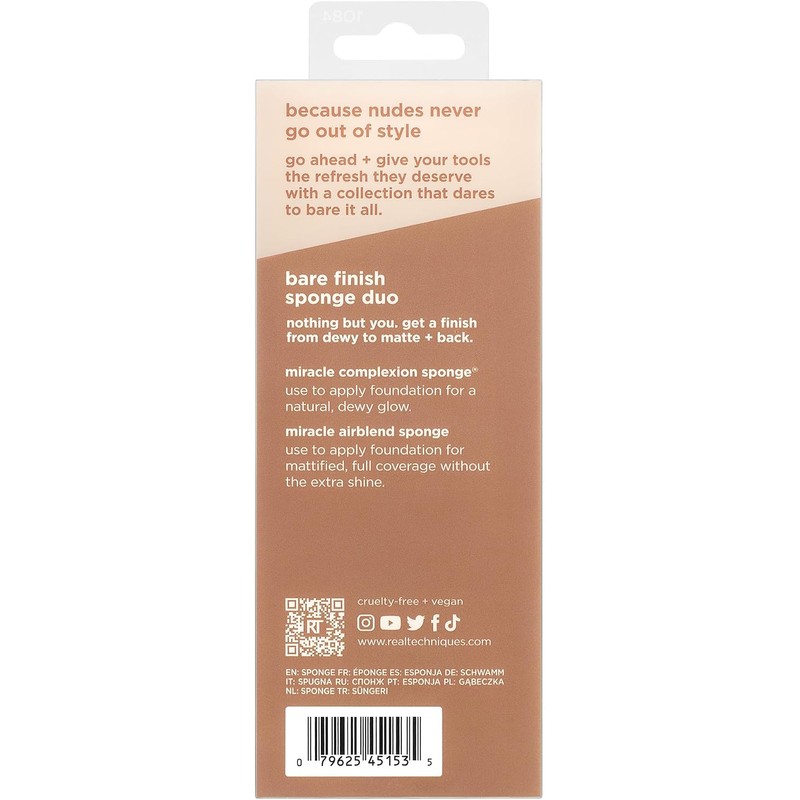 Real Techniques New Nudes Bare Finish Sponge Duo, Beauty Sponges