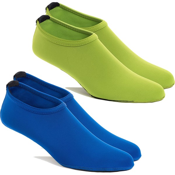 FUN TOES -2 Pairs Water Skin Shoes Aqua Socks for Water Sports Beach Pool Surf