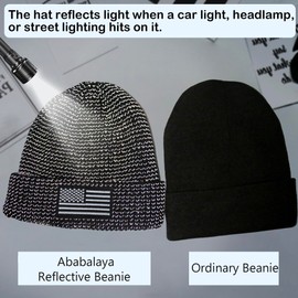 Ababalaya American Flag Knit Watch Cap, Satin Lined USA Multi-Season Army Military Tactical Beanie, Winter Warm Reflective Beanie, USA Flag