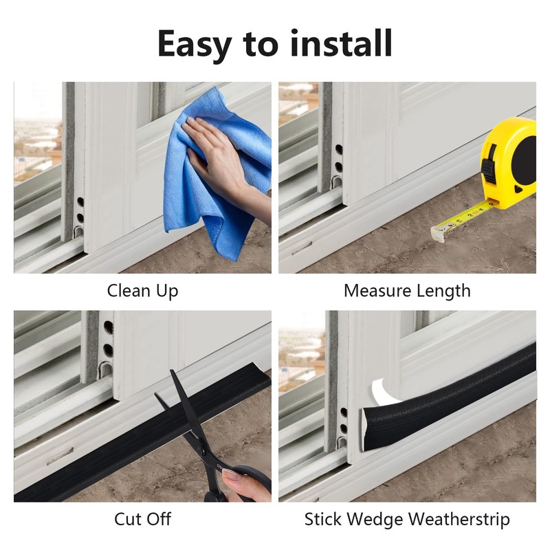 118” Wedge Weather Stripping Tape, Self-Adhesive Door Seal Strip for
