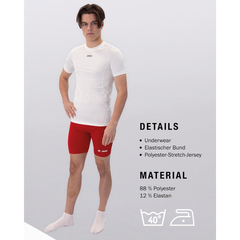 Jako Basic 2.0 Unisex Shorts, red, l