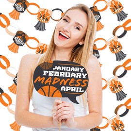Big Dot of Happiness Basketball - Let the Madness Begin - Banner and Photo Booth Decorations - College Basketball Party Supplies Kit - Doterrific Bundle