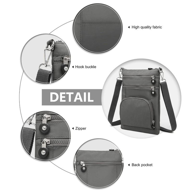 Kono Multi Pocket RFID Blocking Crossbody Bag for Women Shoulder