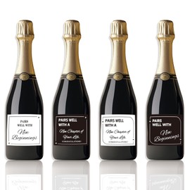 SUPERDANT 4 Stück Passt Gut Zu Weinflaschen Etikettenaufklebern Schwarz Weiß Beschichtetes Etikett Weinflaschen Dekoration Für Hochzeit Verlobung Jahrestag Geburtstag Brautparty