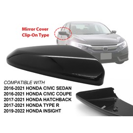 APA Replacement for Glossy Black Mirror Cover 2016-2021 CIVIC 2019-2022 INSIGHT Passenger Right Side 76201TBAA11ZF