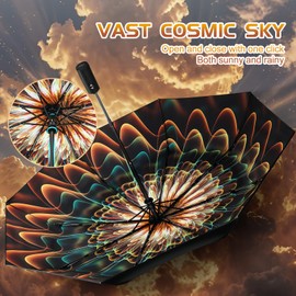 ZUOYOUZ Compact Travel Umbrella,Automatic,Lightweight,Windproof Strong,Folding Umbrella with Pattern for Rain&Sun-Men&Women