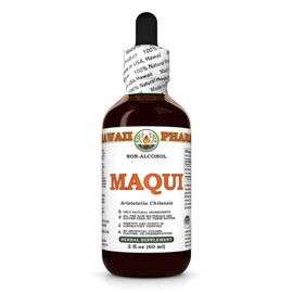 Maqui (Aristotelia Chilensis) Dry Berry Glycerite, Made in Hawaii, Organic Raw Materials, All Natural, Vegan, Lab Tested Alcohol-Free Liquid Extract - 2 fl.oz