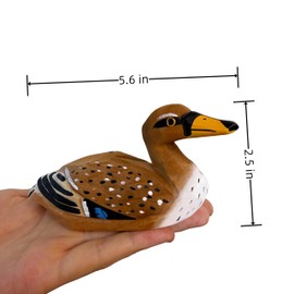 Mallard Duck Decor Wooden Animal Figurines Little Ducks Funny Desk Accessories Small Duck Statues Handmade Carving Decoys Ornament for Home Room Decor