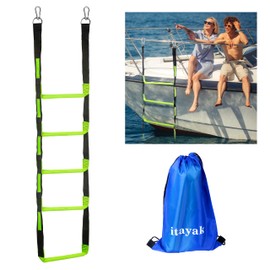 itayak 5 Step Boat Rope Ladder, Foldable Assist Boarding Outdoor Climbing Rope Ladder for Inflatable Boat, Pontoon Boat, Sailboat, Kayak, Motorboat, Canoeing