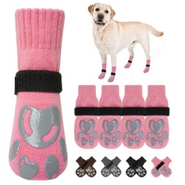 BEAUTYZOO Dog Socks to Prevent Licking Paws -Dog Boots & Paw Protectors with Grippers on Hardwood Floors, Dog Shoes for Hot/Cold Pavement Small Medium Large Senior Dogs Booties