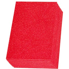 SALEMAR Red Sticky Glitter Foam Sheets, 10 Packs Thick Self-Adhesive Sparkle EVA Sheets for Crafting, 30 x 20cm (Red)