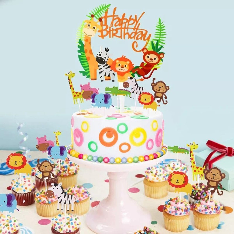 CONEJO MODA Decoración Pastel La Selva Animales Letrero Feliz Cumpleaño