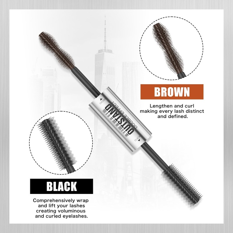 MOLAKS Double-Ended Black & Brown 2-in-1 Mascara, Lengthening Volumizing for