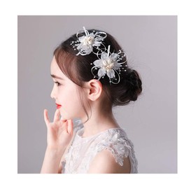 IYOU Flower Princess Headpiece Flower Wedding Hair Clip White Flower First Communion Hair Accessories for Flower Girl and Bridesmaid (Pack of 3)