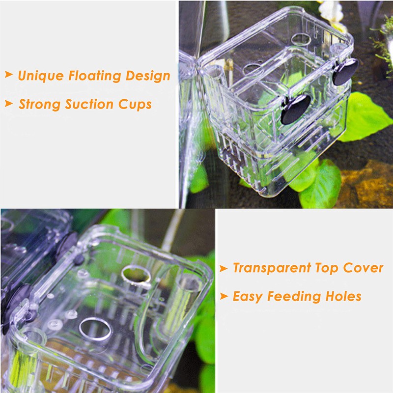 Tiberham Fish Breeding Box, Acrylic Floating Fish Hatchery Isolation Box,