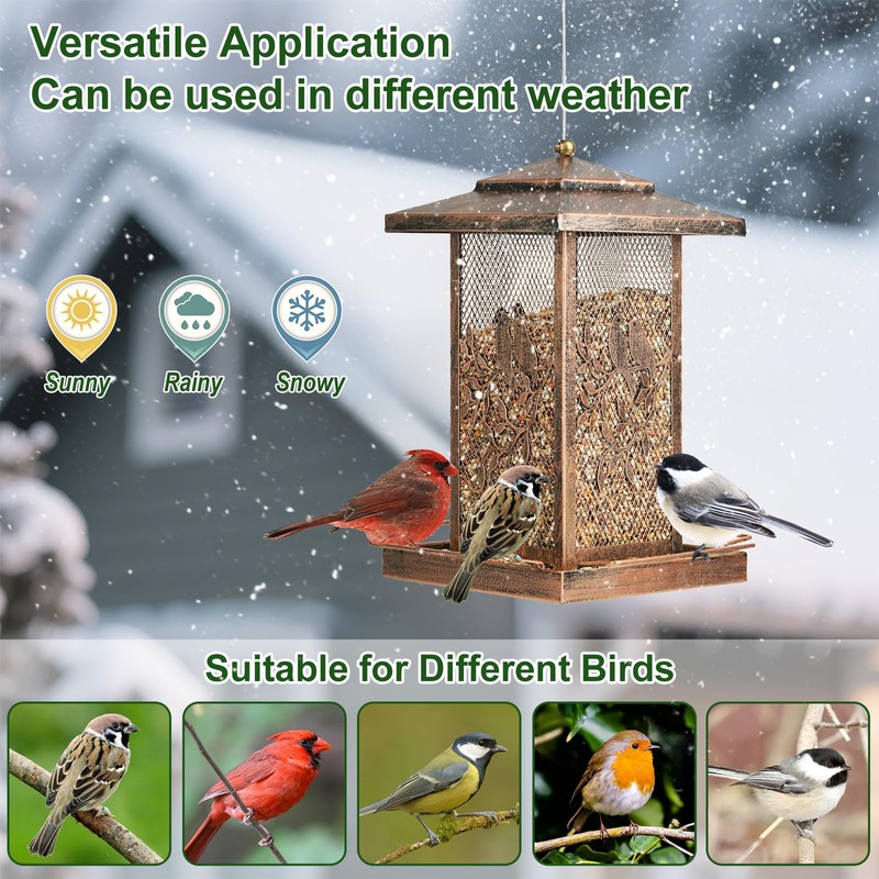 LBTING Bird Feeder for Outside, Metal Lantern-Shaped Bird Feeder, Squirrel