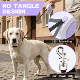 PAWDAY Retractable Dog Leash, 9.84/16.4 ft Tangle Free Retractable Leash for Small Medium Large Dogs Up to 65lbs, One-Handed Brake/Pause/Lock, Anti-Slip Handle