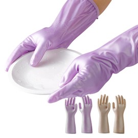 2Pairs Household Glove Waterproof durable Gloves for Kitchen,Reusable Cleaning Dishwashing Gloves-Latex Free Flocked with Cotton Liner (upgraded) (2 Pairs(L))
