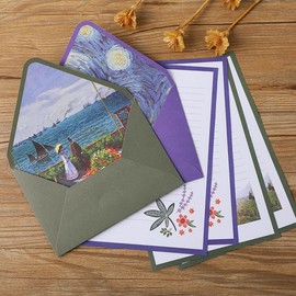 SOHOMEG 12-Pack Stationery Oil Painting Set Vintage Beautiful Cute Western Envelopes Van Gogh Oil Painting Style, 6 Pieces Per Color, 4.3"" x 6.3"" Blank Stationery Van Gogh Decorated Envelopes