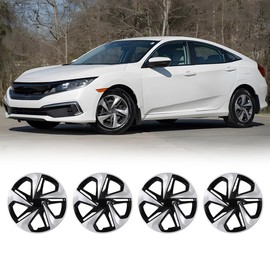 NIXON OFFROAD 16 Inch Hubcaps for Honda Civic Sedan 2016-2024 [Only Fit Steel Wheel] Wheel Rim Cover (Set of 4) ABS Hub Caps Replacement for Car (Silver Lacquer & Black Lacquer, 5103Style)