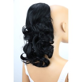 PRETTYSHOP 12" Hairpiece Braid Ponytail Extension Voluminous Wavy Black PH1a