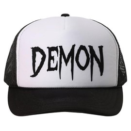 MIRMARU - Gorro de camionero de espuma con 5 paneles con parte trasera de malla para hombres y mujeres., Demon,black/white, One Size