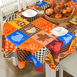 bnhjsdw Thanksgiving Turkey Tablecloth Waterproof Fall Pumpkin Table Cloth for Fall Harvest Thanksgiving Home Decoration - 60" X 84" Oval