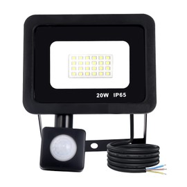 Mille Lucciole 20W LED Spotlight with Motion Sensor 2000LM 6500K Cool White LED Super Bright Headlight IP65 Waterproof Outdoor Spotlight Black for Bright Garden Garage Sports Field Yard Floodlight