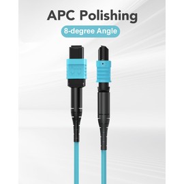 VANDESAIL 1M MPO to MPO Fiber Cable, APC OM3 40G/100G Fiber Cable, 8 Cores Multimode Type B Female LSZH, MTP Compatible for FTTx - 1M(3FT)