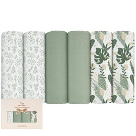 Yoofoss Muslin Cloths for Baby Muslin Squares 6 Pack Large 70 x 70cm Soft and Absorbent Cotton Burp Cloths for Newborn Girls Boys-Green