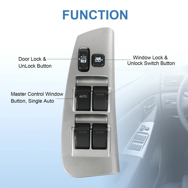 RUIANOMG Master Power Window Switch and Bezel Replacement for Camry