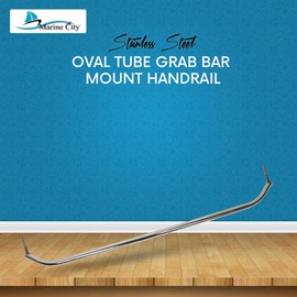 MARINE CITY Oval Tube Boat Handle Grab Bar Mount Handrail with Flange and Studs 30 Inches, Marine-Grade Stainless Steel for Yachts, RVs, and Boats (Pack of 1)