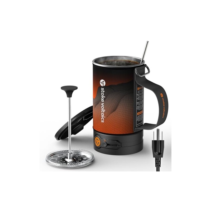 STOKE VOLTAICS Electric French Press Coffee Maker, 120V Boil Water