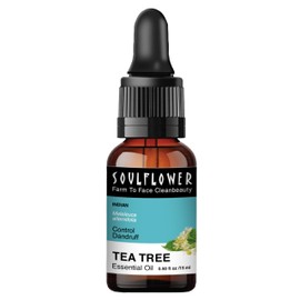 Soulflower Organic Tea Tree Essential Oil for Hair, Skin, Diffuser & Body Care - 100% Pure & Natural, Premium Quality, Organic - For Men & Women, 15ml