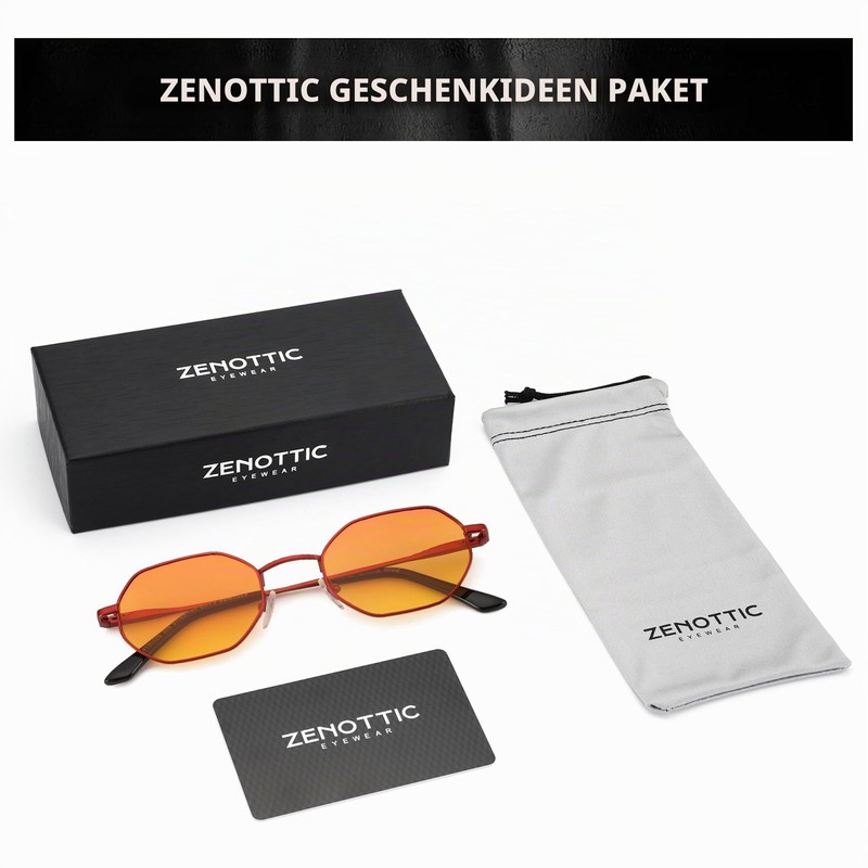 ZENOTTIC Mini Cool Octagonal Sunglasses Women Men Polarised Metal Frame