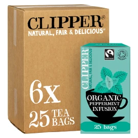 Clipper Organic Peppermint 25 Teabags (Pack of 6, Total 150 Teabags)