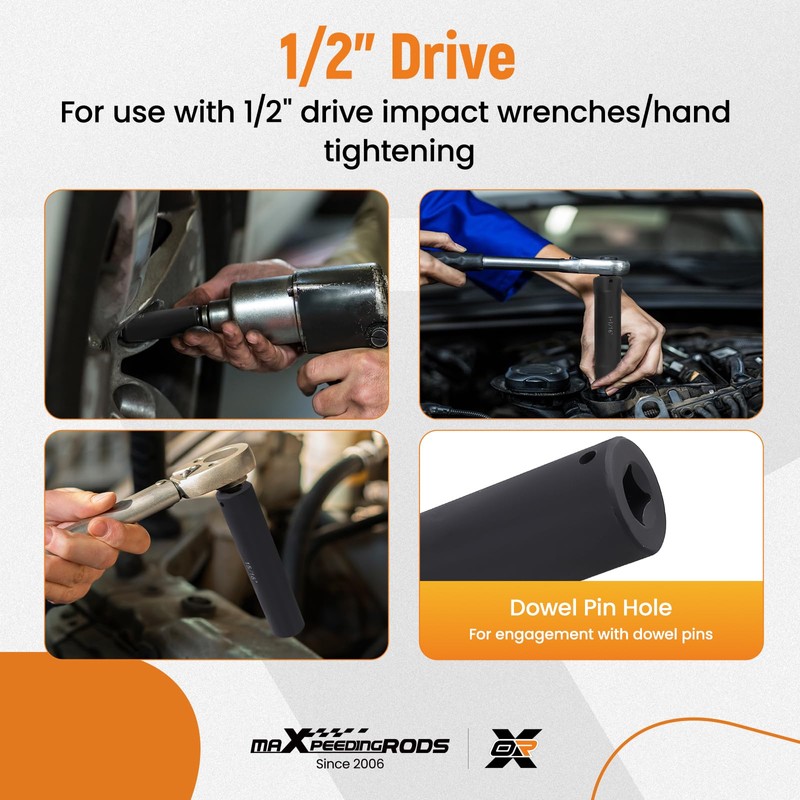 maXpeedingrods 1/2 Inch Drive Extended Length Impact Socket Set, 6Pcs