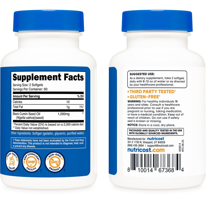 Nutricost Black Seed Oil (Cumin) - Cold Pressed, Source of
