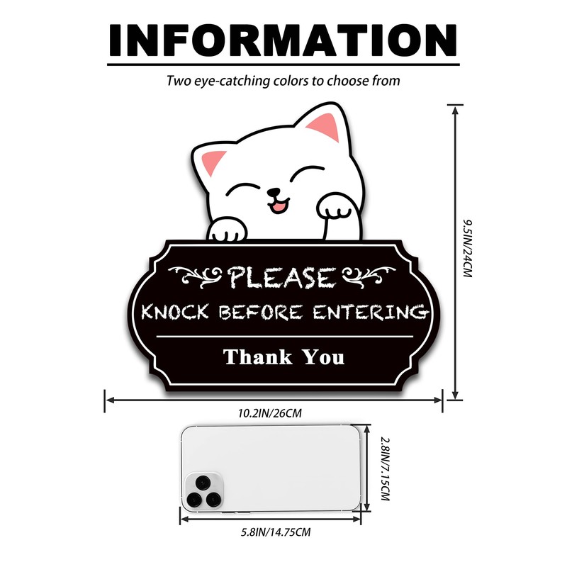 Please Knock Sign for Door, UV Resistant Self Adhesive Vinyl