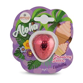 Emoji Strawberry Sundae Lip Balm, dark pink