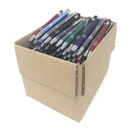 5 lb. Box of Assorted Misprint Metal Retractable Ball Point – Bulk Misprinted Pens, Stylus Tip, Comfort Grips, Wholesale Office Home School Black Blue Ink – Approximately 120 Pens per Box