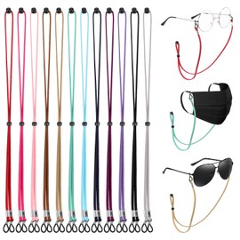Nogeqi Pack of 12 Leather Glasses Straps Men Women Glasses Chain, Universal Glasses Cord, Adjustable Glasses Cord, Glasses Cord, Glasses Cord, Glasses Cord, Glasses Cord for Men and Women