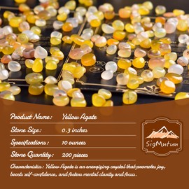 SigMntun Polished Yellow Agate Crystal Chips 200 Pcs - 0.3" 10 oz Tumbled Stone Chips Crushed Sea Glass Stones Healing Reiki Crystal Making Home Decoration