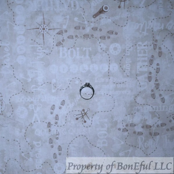 Timeless Treasures BonEful Fabric FQ Cotton Quilt Tan White Rotary
