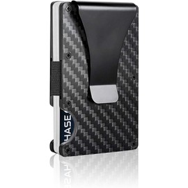 Porta Tarjetas de Credito,Cartera Seguridad Hombre, Tarjetero para Tarjetas de Credito, RFID Bloqueo Fibra de Carbono Minimalista Billetera de Tarjeta de Crédito Billetera Expandible Para 12 Tarjetas