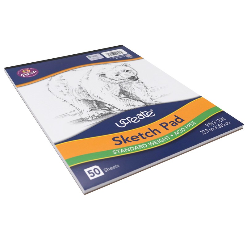 UCreate Sketch Pad, Standard Weight, 9" x 12", 50 Sheets
