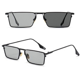 REONAS Sunglasses, Polarized + Dimming, Discoloration + UV Protection, Lenses, Square Metal, Entertainer Driving, Golf, Fishing, Square, Black