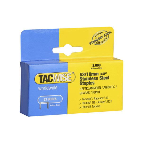 Tacwise Type 53/10 mm Stainless Steel Staples for Staple Gun (2000)