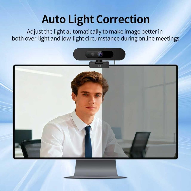 4K Webcam for PC, 8MP USB Webcam with Dual Noise-reducing