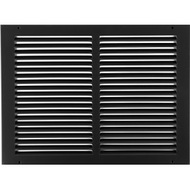 HVAC Premium 14'' x 10'' [Duct Opening] Flat Stamped Steel Return Air Grille - Sidewall and Ceiling - HVAC Vent Duct Cover - Black [Outer Dimensions: 15.75''w X 11.75''h]